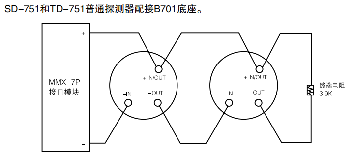 JTW-BCD-TD751普通非编址感温江苏探测器接线图